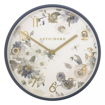 Artichoke Dragonfly Wall Clock 9" (21 cm) Blue - timeframedclocks
