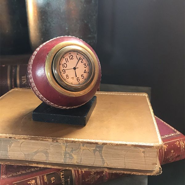 Culinary Concepts London. Cricket Ball Clock With Marble Base - timeframedclocks