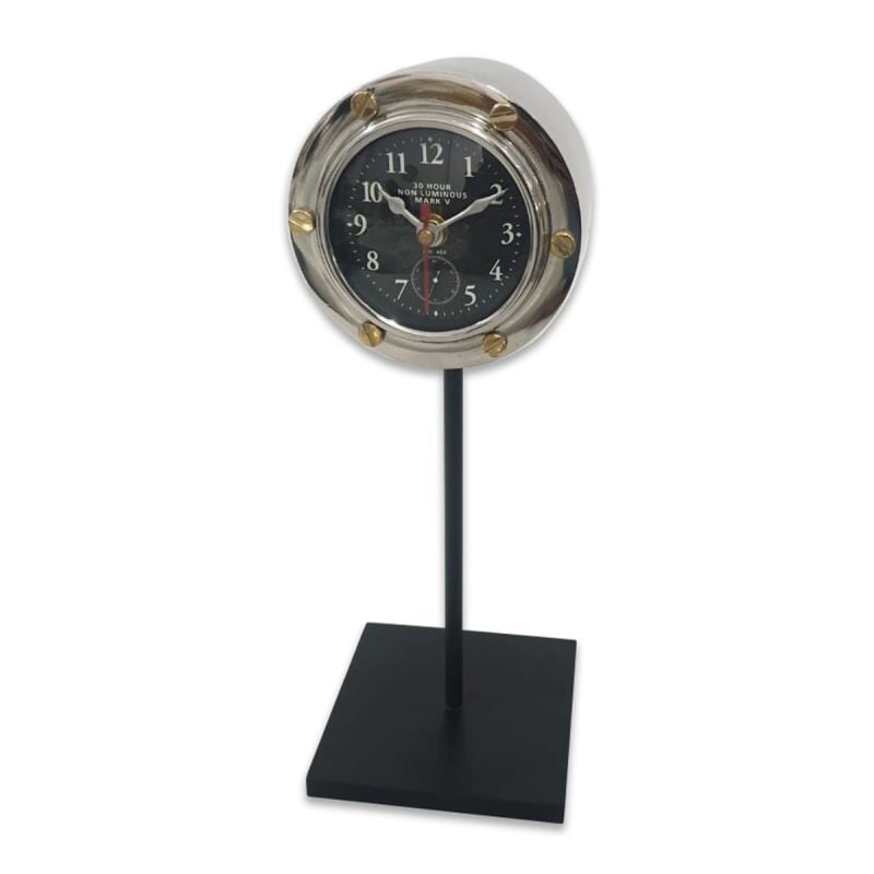 Culinary Concepts London. Round Altimeter Desk Clock On Stand - timeframedclocks