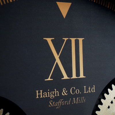 Haigh & Co. Metal Cogs Wall Clock Black & Champagne - timeframedclocks