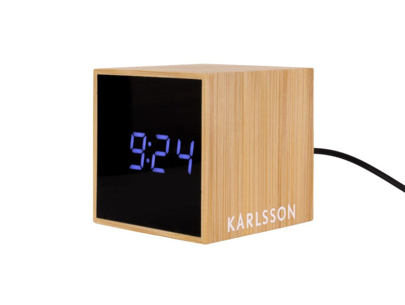 Karlsson Alarm Clock Mini Cube Bamboo - timeframedclocks