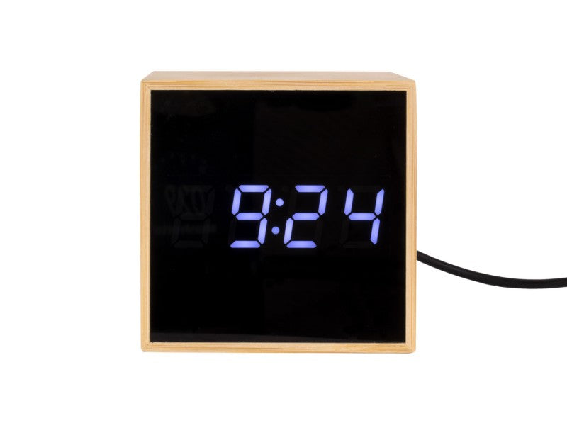 Karlsson Alarm Clock Mini Cube Bamboo - timeframedclocks
