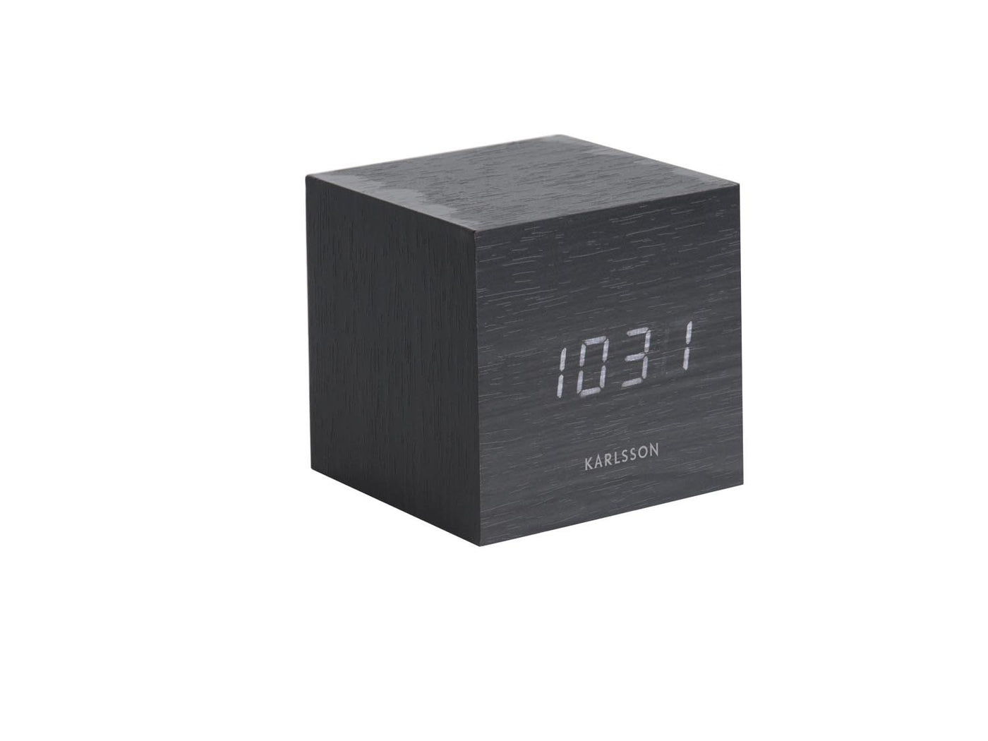 Karlsson Alarm Clock Mini Cube Black Wood - timeframedclocks