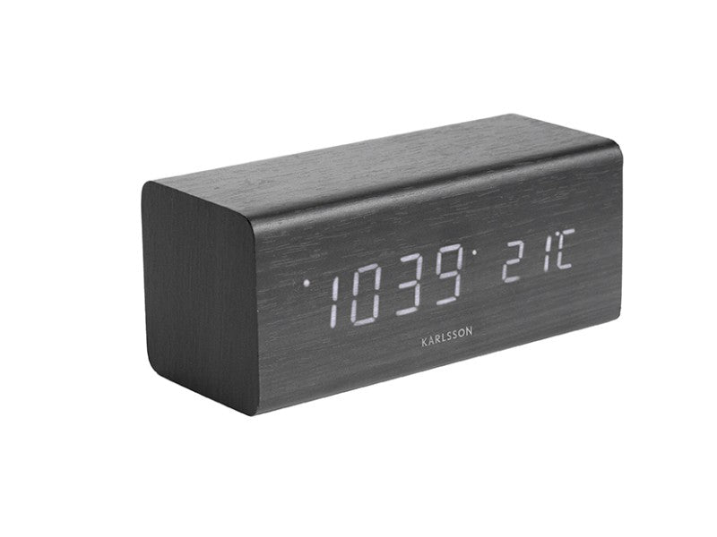 Karlsson Alarm Clock Wood Block Black - timeframedclocks