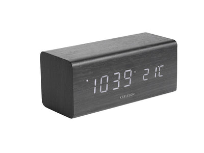 Karlsson Alarm Clock Wood Block Black - timeframedclocks