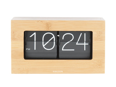 Karlsson Boxed Flip Flap Desk Or Wall Clock Bamboo - timeframedclocks