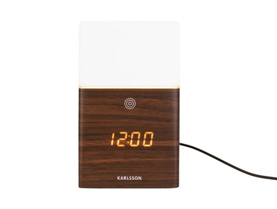 Karlsson Frosted Light LED Alarm Clock Dark Wood - timeframedclocks