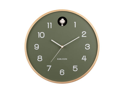 Karlsson Natural Cuckoo Wall Clock Jungle Green - timeframedclocks