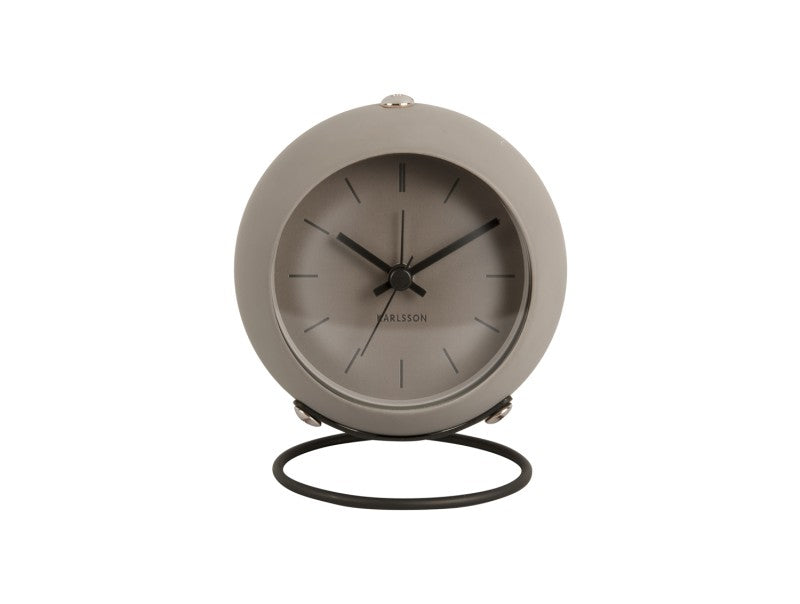 Karlsson Nirvana Globe Alarm Clock Dark Warm Grey - timeframedclocks