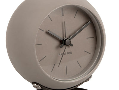 Karlsson Nirvana Globe Alarm Clock Dark Warm Grey - timeframedclocks