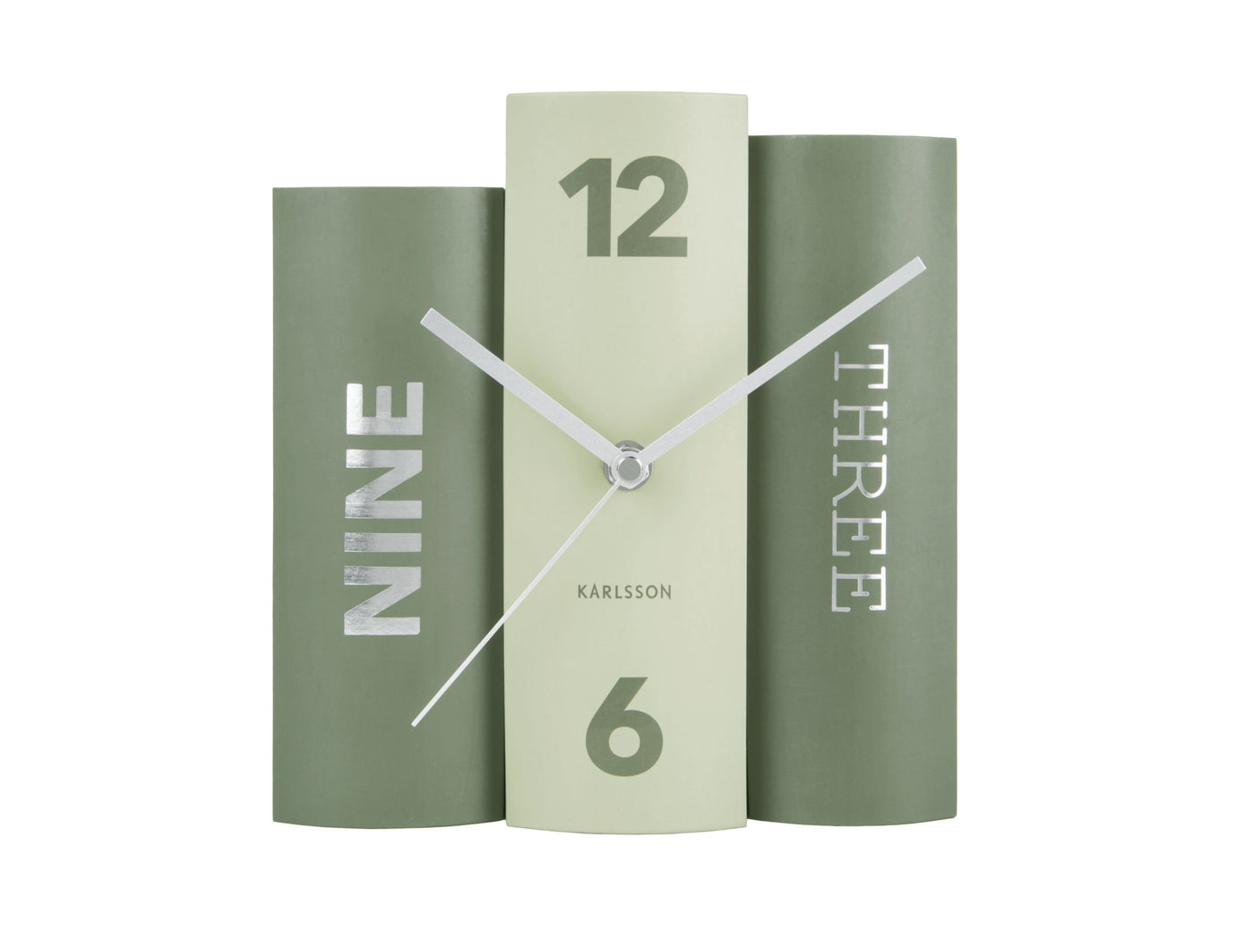 Karlsson Table Clock Book Green - timeframedclocks