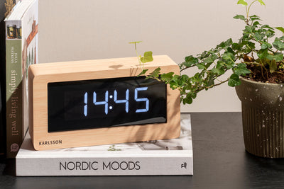 Karlsson Table Clock Boxed LED Light Wood - timeframedclocks