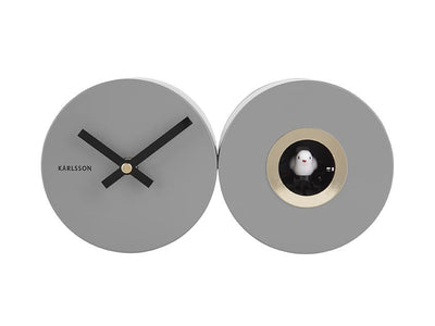 Karlsson Duo Cuckoo Wall or Desk Clock Mouse Grey - timeframedclocks