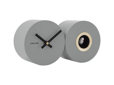Karlsson Duo Cuckoo Wall or Desk Clock Mouse Grey - timeframedclocks