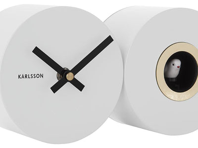 Karlsson Duo Cuckoo Wall or Desk Clock White - timeframedclocks