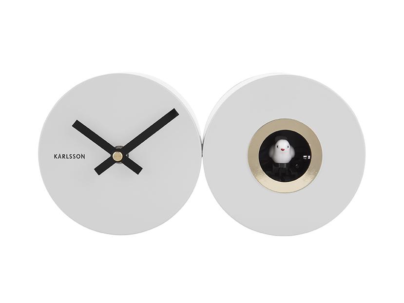 Karlsson Duo Cuckoo Wall or Desk Clock White - timeframedclocks