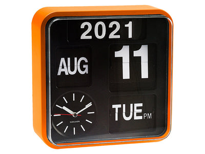 Karlsson Wall Clock Mini Flip Orange - timeframedclocks