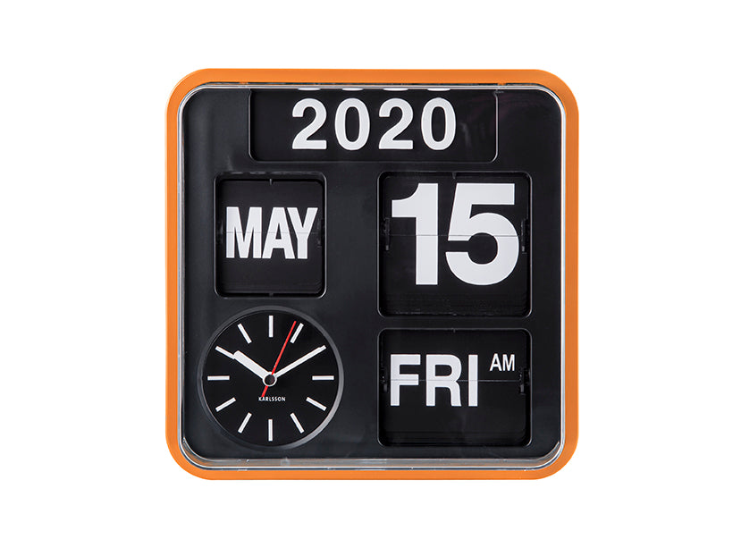 Karlsson Wall Clock Mini Flip Orange - timeframedclocks