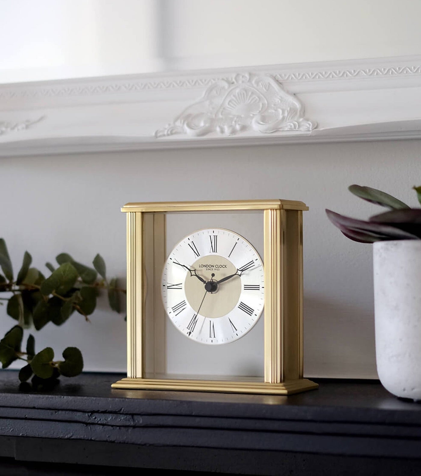 London Clock Company. Gold Flat Top Mantel Clock - timeframedclocks