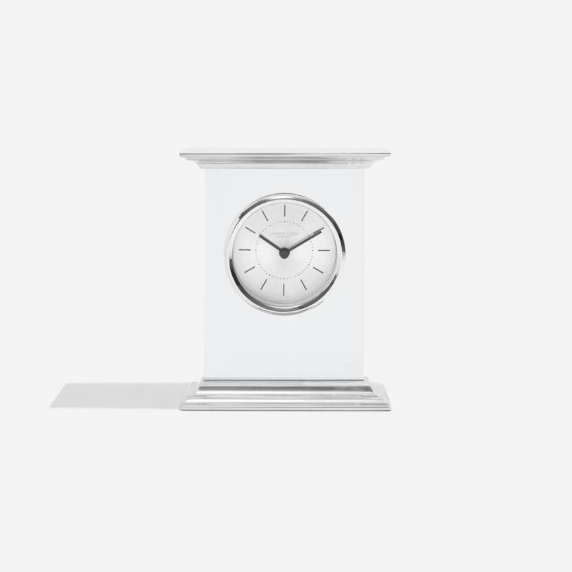 London Clock Company. Silver Flat Top Mantel Clock - timeframedclocks