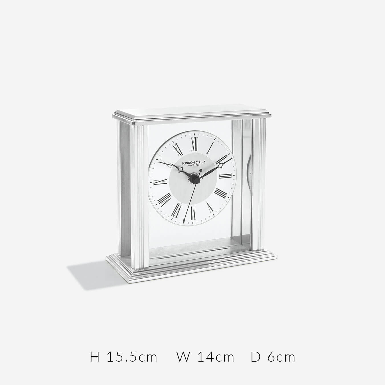 London Clock Company. Silver Flat Top Mantel Clock *STOCK DUE MARCH* - timeframedclocks