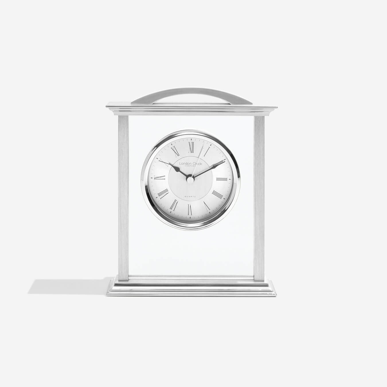 London Clock Company. Silver Mantel Clock - timeframedclocks
