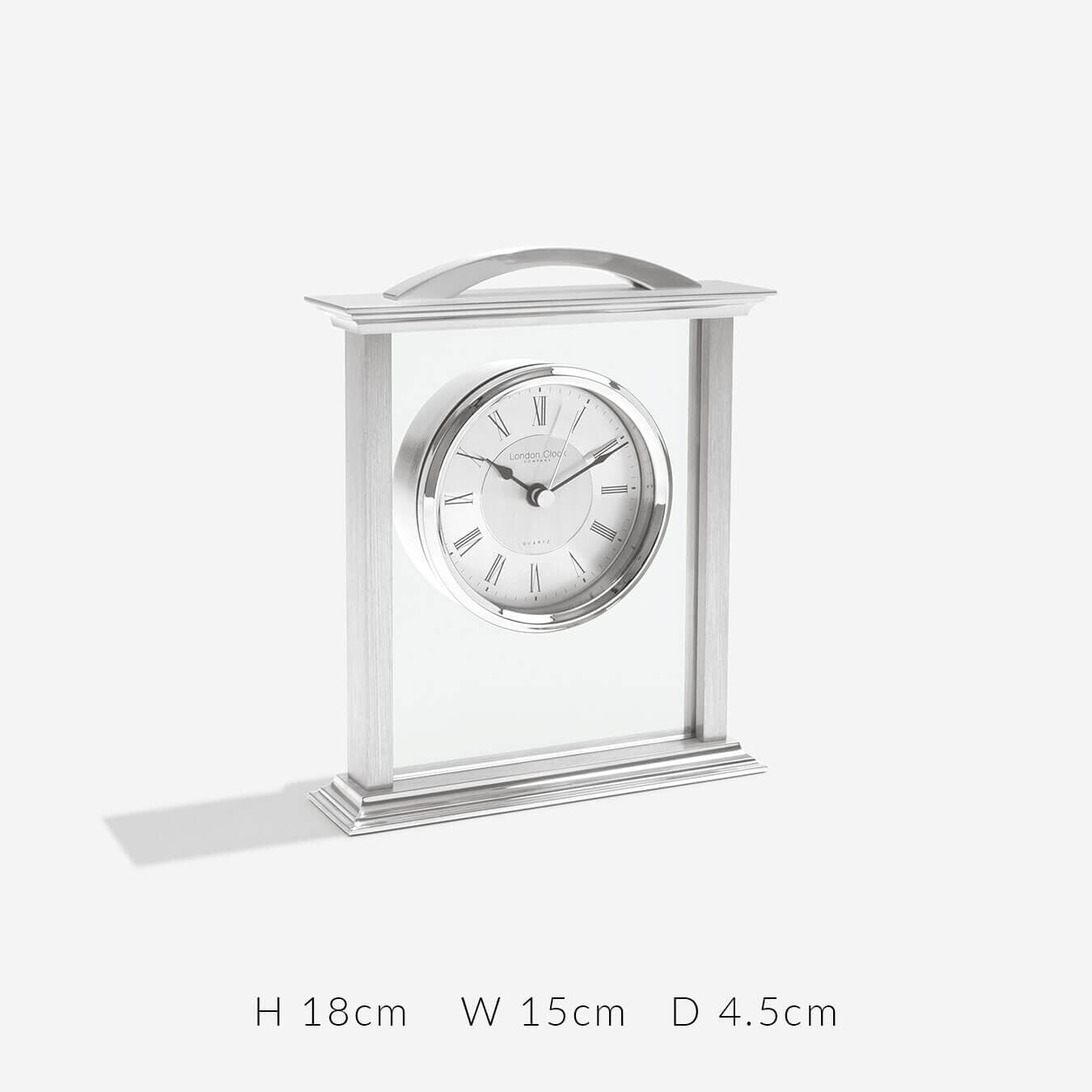 London Clock Company. Silver Mantel Clock - timeframedclocks