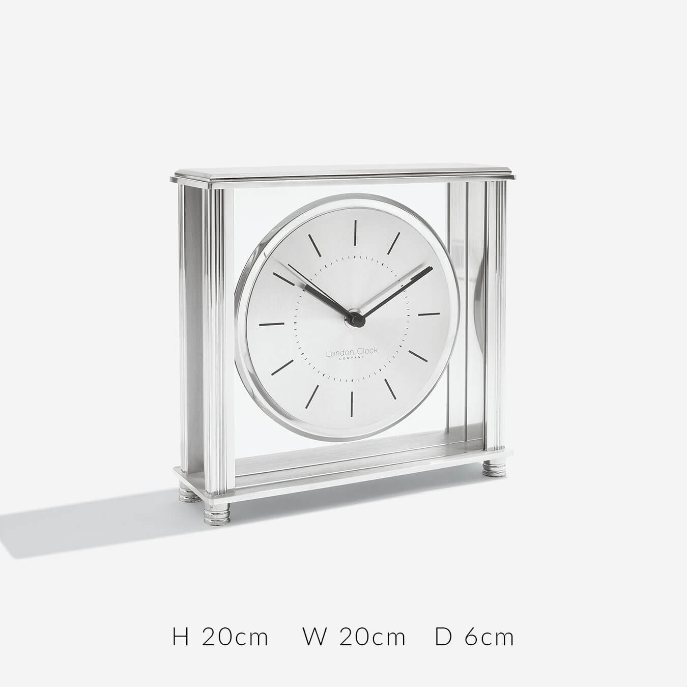 London Clock Company. Square Silver Large Mantel Clock - timeframedclocks