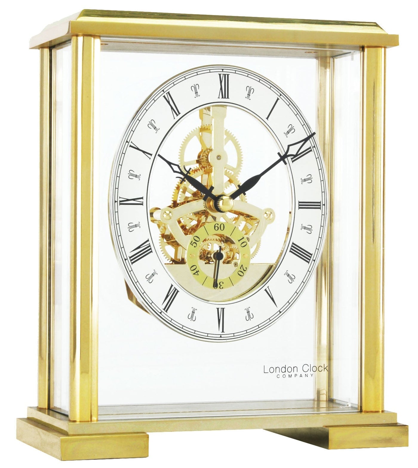 London Clock Company. Square Top Skeleton Mantel Clock - timeframedclocks