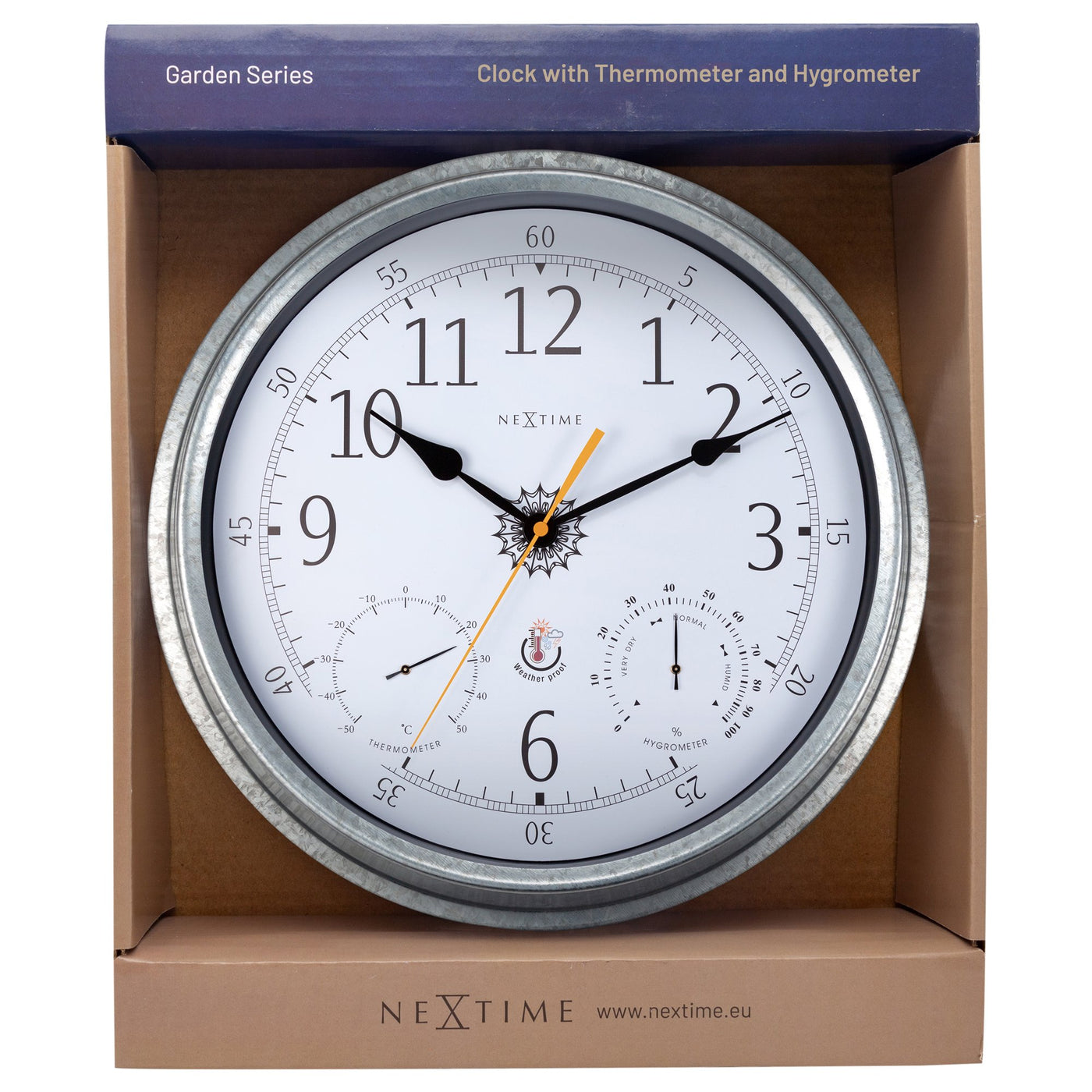 NeXtime Outdoor Clock Thermometer & Hygrometer Metal Tulip - timeframedclocks