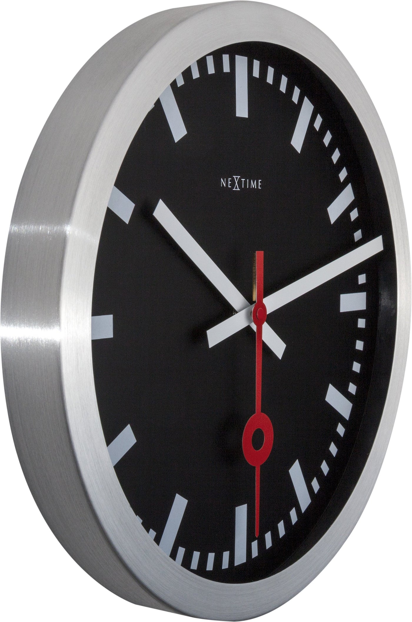 NeXtime Station Wall Clock Aluminium Black - timeframedclocks