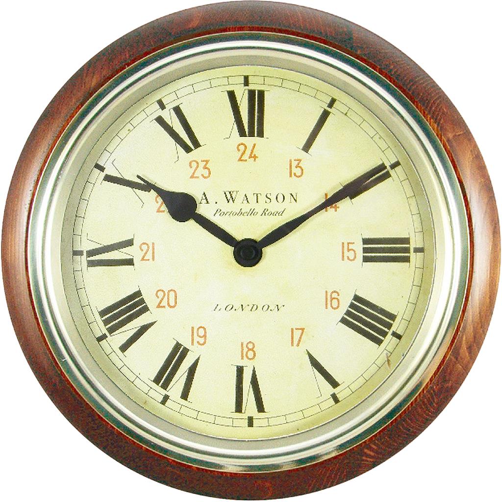Roger Lascelles London. Classic Wooden Wall Clock Watson Design Dark Wood - timeframedclocks