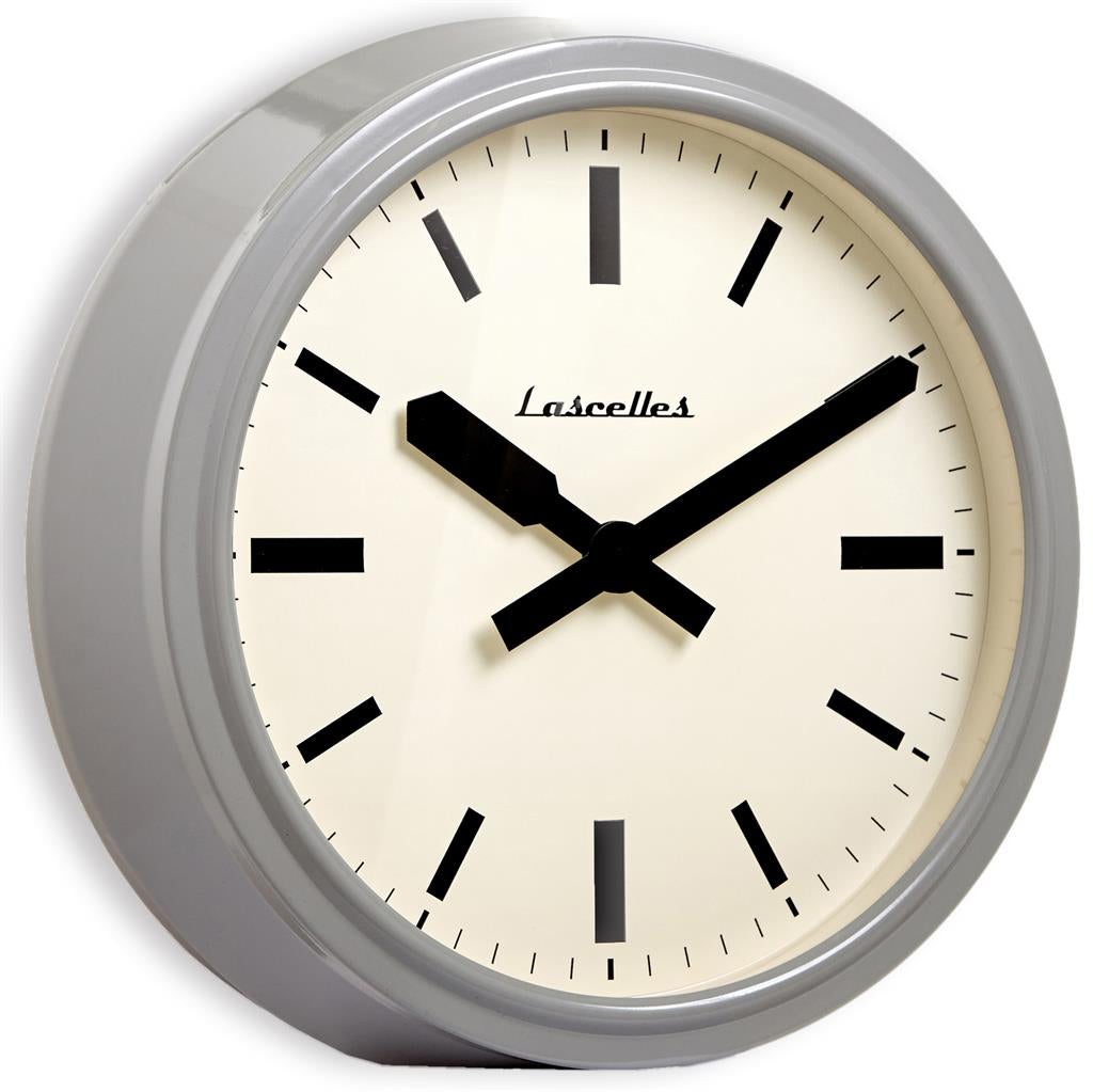 Roger Lascelles London. Deep Retro Wall Clock Dove Grey - timeframedclocks