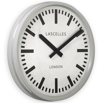 Roger Lascelles London. Industrial Wall Clock Grey Aged White Face - timeframedclocks