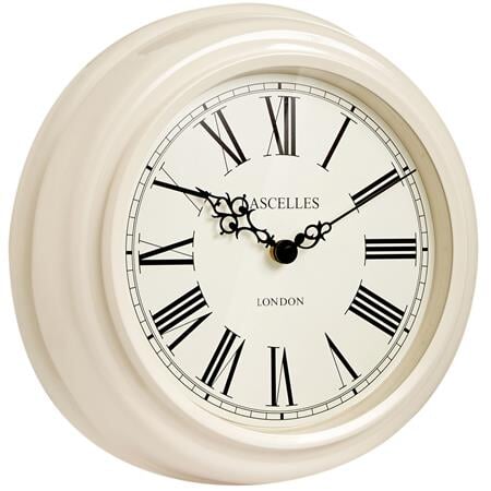 Roger Lascelles London. Classic Metal Wall Clock Cream - timeframedclocks