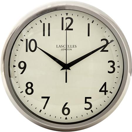 Roger Lascelles London. Deep Retro Wall Clock Chrome - timeframedclocks