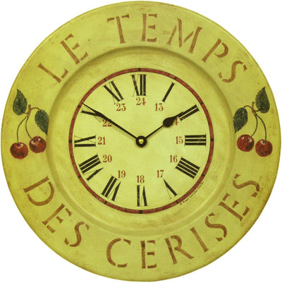 Roger Lascelles London. French Tin Wall Clock Cherries - timeframedclocks