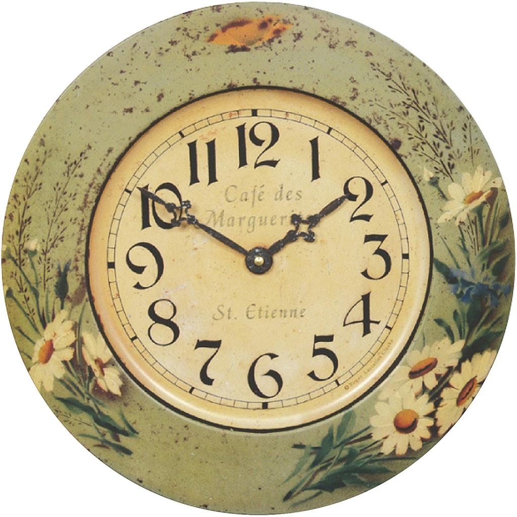 Roger Lascelles London. French Tin Wall Clock Daisy - timeframedclocks