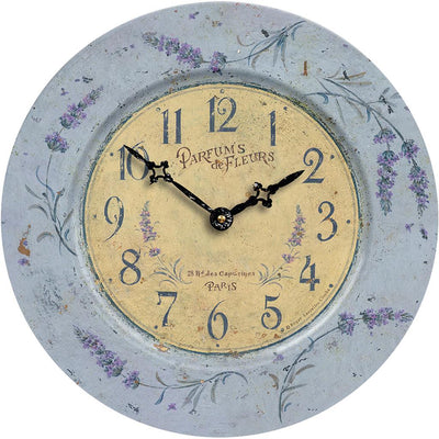 Roger Lascelles London. French Tin Wall Clock Lavender - timeframedclocks