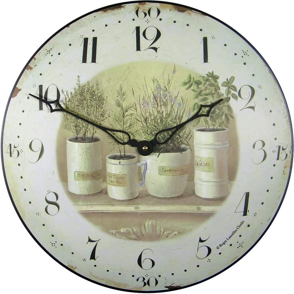 Roger Lascelles London. Herb Pots Wall Clock - timeframedclocks