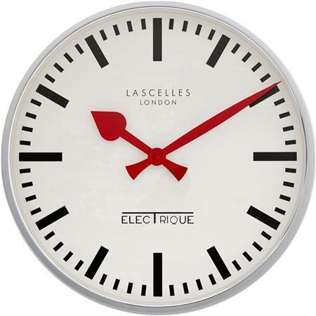 Roger Lascelles London. Retro Station Wall Clock Chrome - timeframedclocks