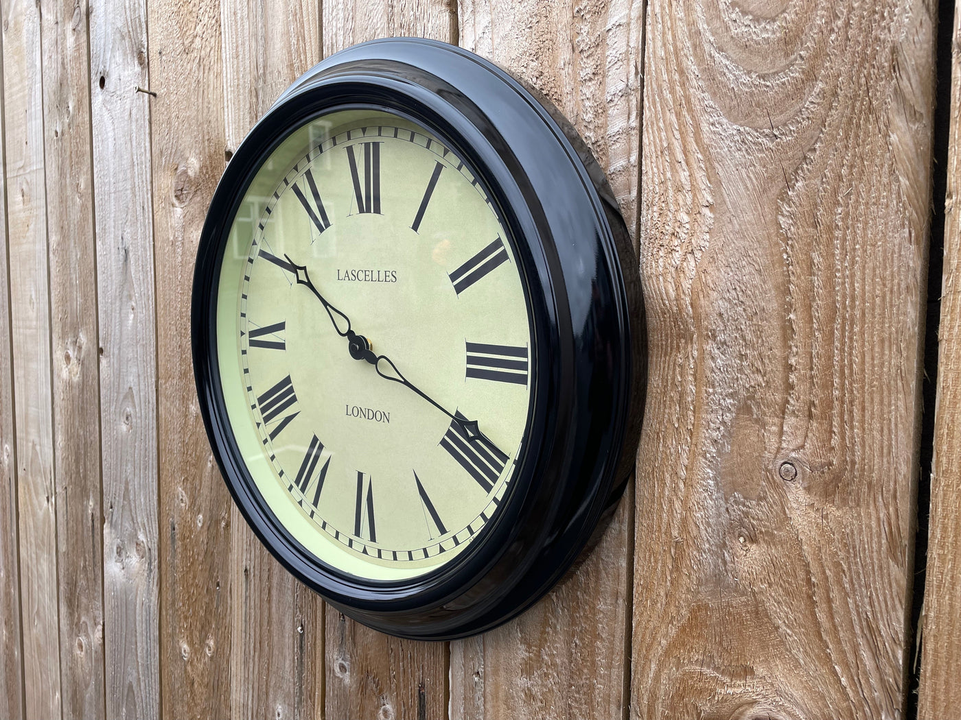 Roger Lascelles London. Station Clock Indoor & Outdoor Black - timeframedclocks