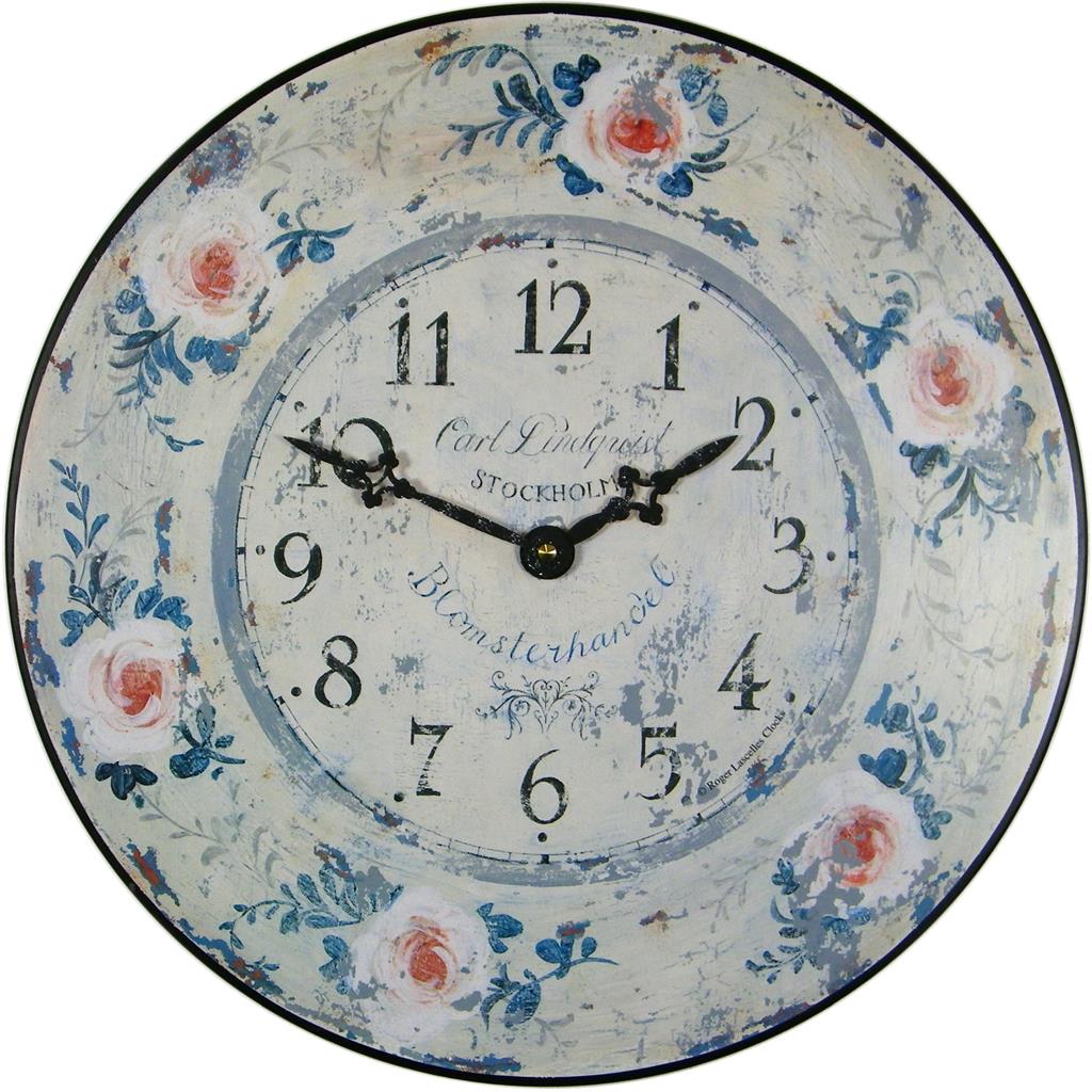 Roger Lascelles London. Swedish Roses Wall Clock - timeframedclocks