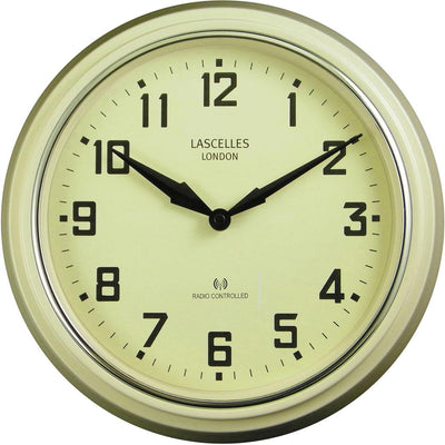 Roger Lascelles London. Radio Controlled Retro Wall Clock Cream - timeframedclocks