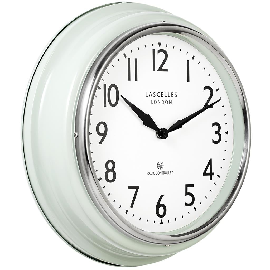 Roger Lascelles London. Radio Controlled Retro Wall Clock Green - timeframedclocks