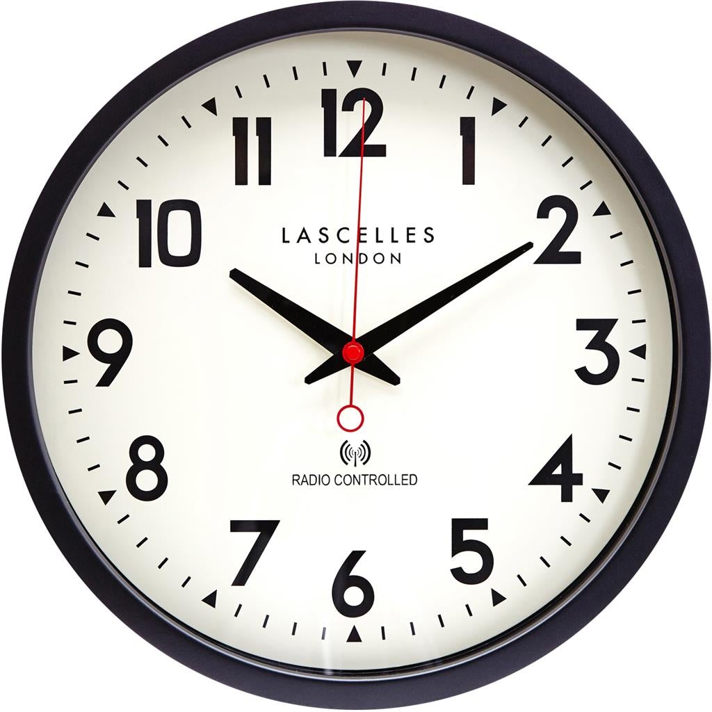 Roger Lascelles London. Radio Controlled Wall Clock Black - timeframedclocks