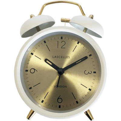Roger Lascelles London. Traditional Twin Bell Alarm Clock White - timeframedclocks