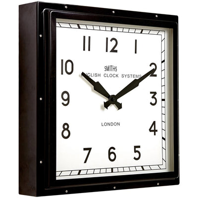 Smiths Clocks London. English Square Wall Clock Black - timeframedclocks