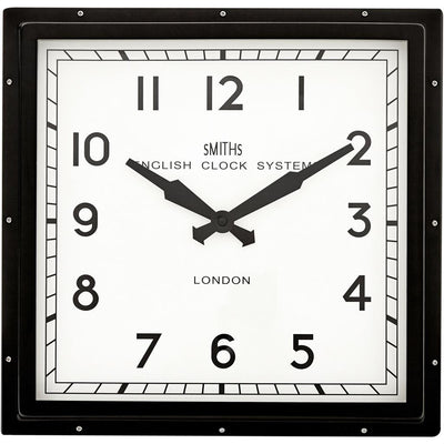 Smiths Clocks London. English Square Wall Clock Black - timeframedclocks