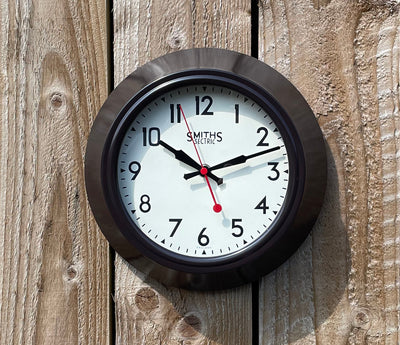 Smiths Clocks London. Metal Cased Wall Clock Dark Brown - timeframedclocks